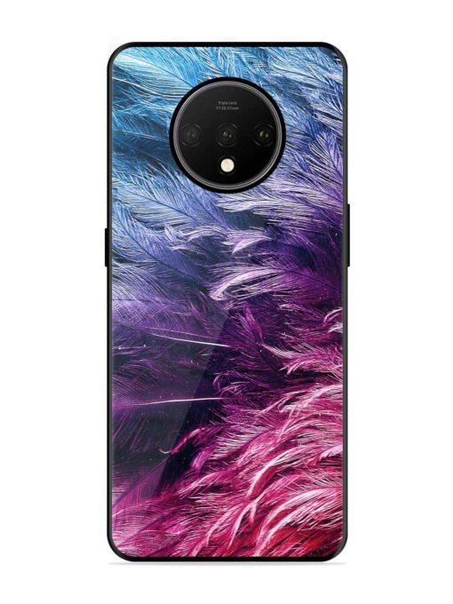 Light Grey Feather Background Glossy Metal Phone Cover for Oneplus 7T Zapvi