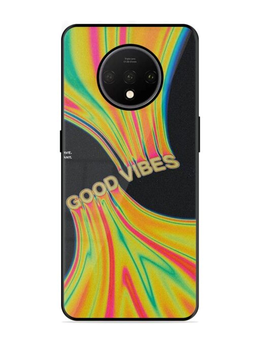 Good Vibes Glossy Metal Phone Cover for Oneplus 7T Zapvi