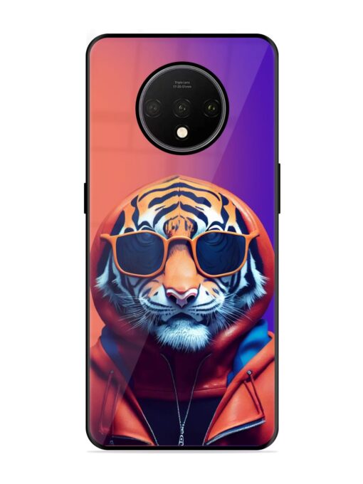 Tiger Animation Glossy Metal Phone Cover for Oneplus 7T Zapvi