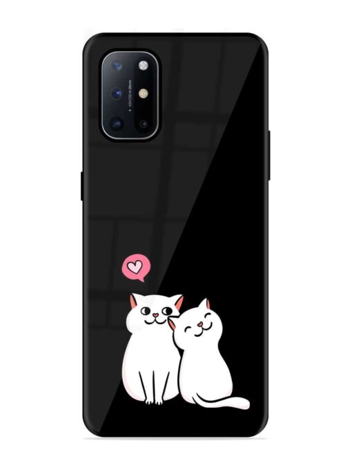 Cat Love Glossy Metal Phone Cover for Oneplus 8T (5G) Zapvi