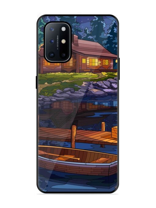 Village Night Scene Glossy Metal Phone Cover for Oneplus 8T (5G) Zapvi