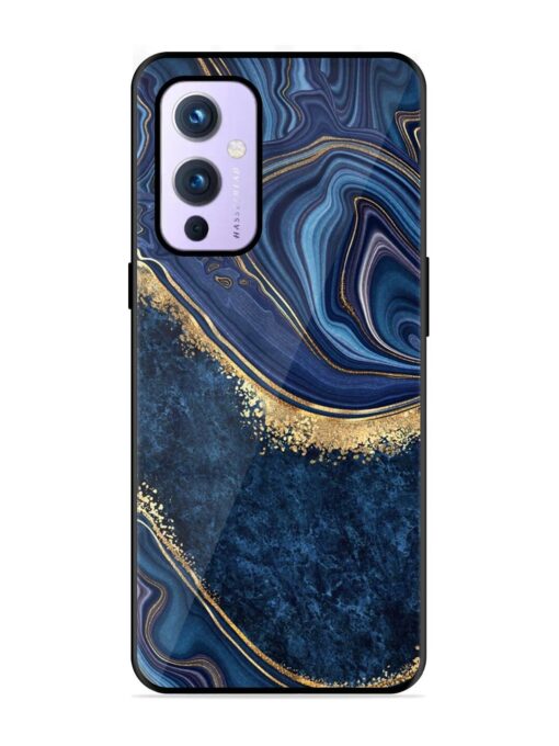 Abstract Background Blue Glossy Metal TPU Phone Cover for Oneplus 9 (5G) Zapvi