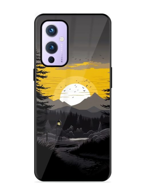 Sunset Vector Glossy Metal Phone Cover for Oneplus 9 (5G) Zapvi