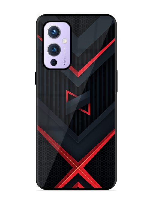 Red Gray Abstract Glossy Metal Phone Cover for Oneplus 9 (5G) Zapvi