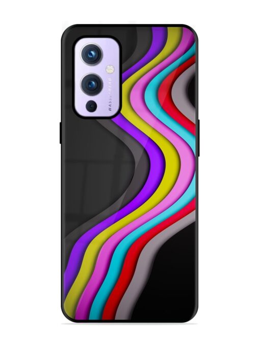 Liquid Blue Abstract Glossy Metal Phone Cover for Oneplus 9 (5G) Zapvi