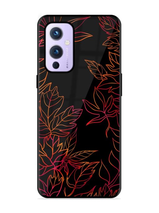 Red Floral Pattern Glossy Metal Phone Cover for Oneplus 9 (5G) Zapvi