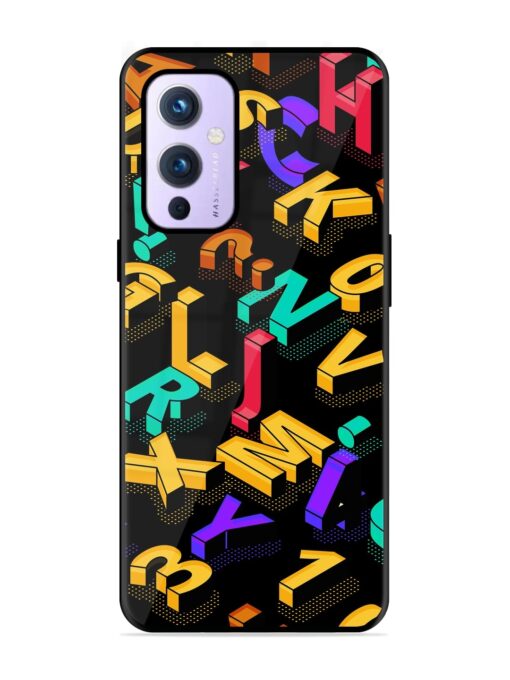 Seamless Pattern With Letters Glossy Metal Phone Cover for Oneplus 9 (5G) Zapvi