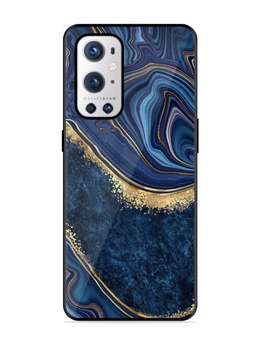 Abstract Background Blue Glossy Metal TPU Phone Cover for Oneplus 9 Pro (5G) Zapvi