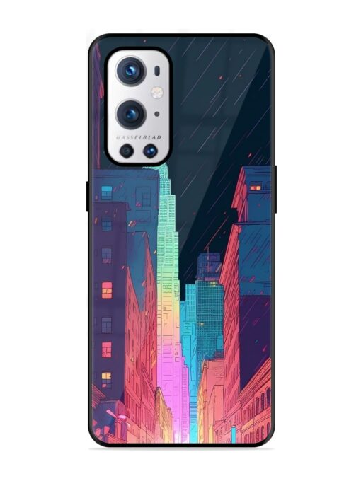 Minimal City Art Glossy Metal Phone Cover for Oneplus 9 Pro (5G) Zapvi