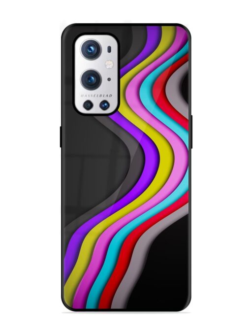 Liquid Blue Abstract Glossy Metal Phone Cover for Oneplus 9 Pro (5G) Zapvi