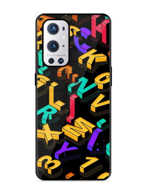 Seamless Pattern With Letters Glossy Metal Phone Cover for Oneplus 9 Pro (5G) Zapvi