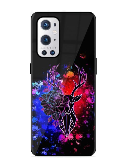 Floral Deer Art Glossy Metal Phone Cover for Oneplus 9 Pro (5G) Zapvi