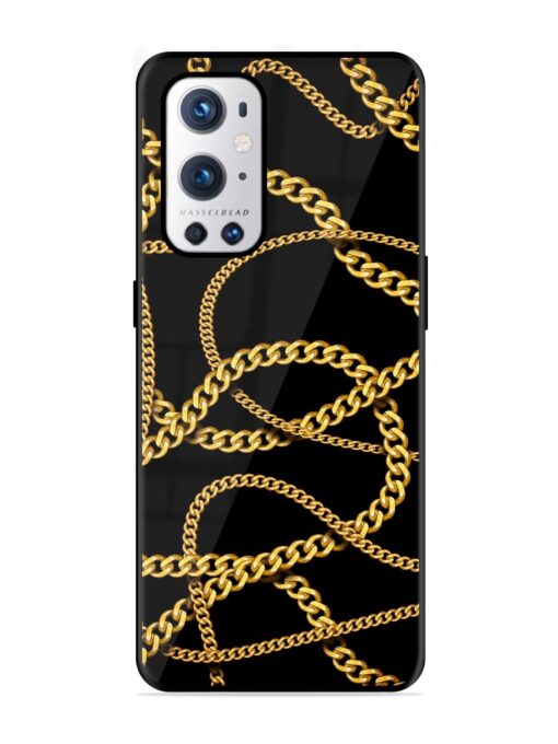 Decorative Golde Chain Glossy Metal Phone Cover for Oneplus 9 Pro (5G) Zapvi