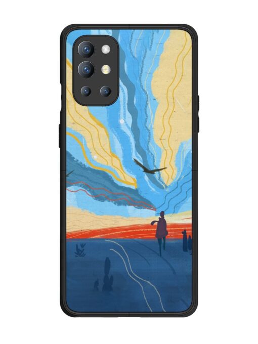 Minimal Abstract Landscape Glossy Metal Phone Cover for Oneplus 9R (5G) Zapvi