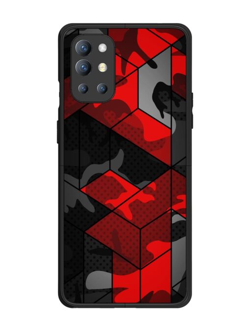 Royal Red Camouflage Pattern Glossy Metal Phone Cover for Oneplus 9R (5G) Zapvi