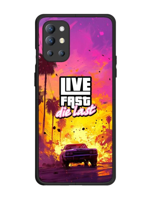 Live Fast Glossy Metal Phone Cover for Oneplus 9R (5G) Zapvi