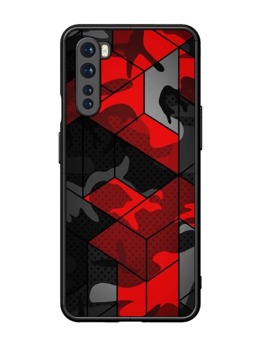 Royal Red Camouflage Pattern Glossy Metal Phone Cover for Oneplus Nord Zapvi