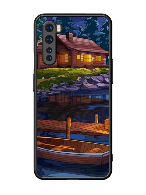 Village Night Scene Glossy Metal Phone Cover for Oneplus Nord Zapvi