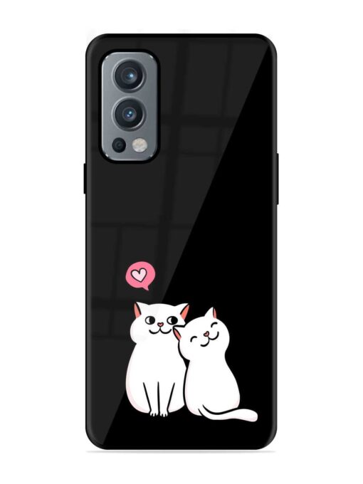 Cat Love Glossy Metal Phone Cover for Oneplus Nord 2 (5G) Zapvi