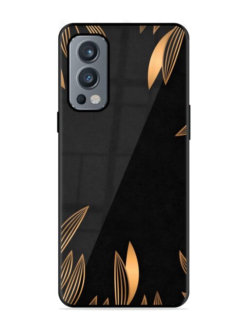 Golden Leaf Pattern Glossy Metal Phone Cover for Oneplus Nord 2 (5G) Zapvi