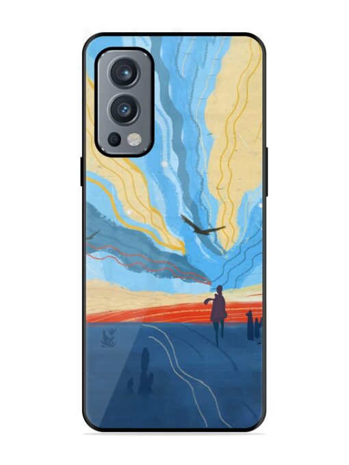 Minimal Abstract Landscape Glossy Metal Phone Cover for Oneplus Nord 2 (5G) Zapvi