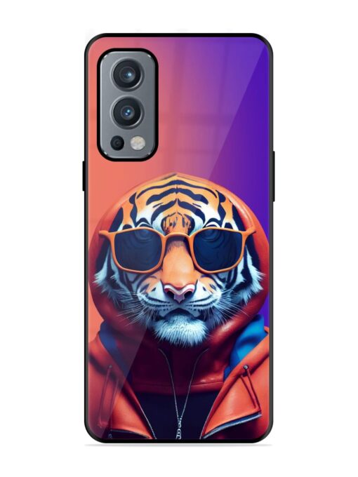 Tiger Animation Glossy Metal Phone Cover for Oneplus Nord 2 (5G) Zapvi