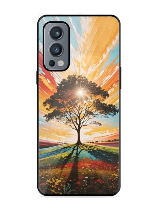 Abstract Tree Colorful Art Glossy Metal Phone Cover for Oneplus Nord 2 (5G) Zapvi