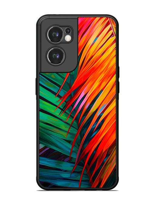 Painted Tropical Leaves Glossy Metal Phone Cover for Oneplus Nord Ce 2 (5G) Zapvi