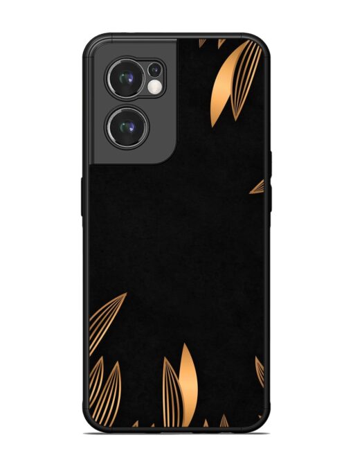 Golden Leaf Pattern Glossy Metal Phone Cover for Oneplus Nord Ce 2 (5G) Zapvi