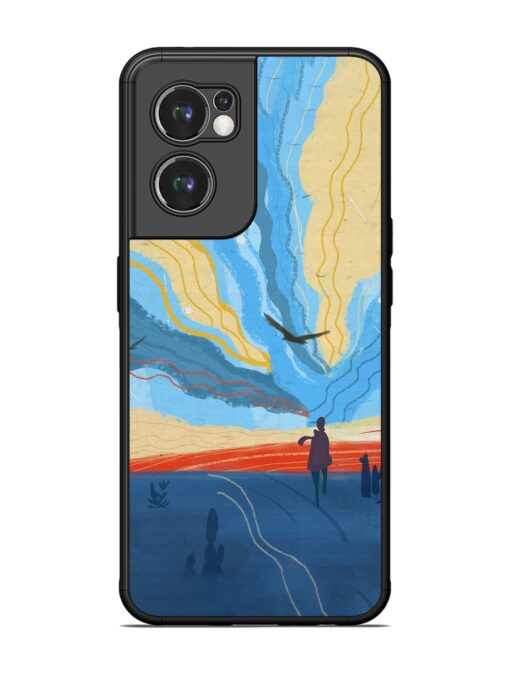 Minimal Abstract Landscape Glossy Metal Phone Cover for Oneplus Nord Ce 2 (5G) Zapvi