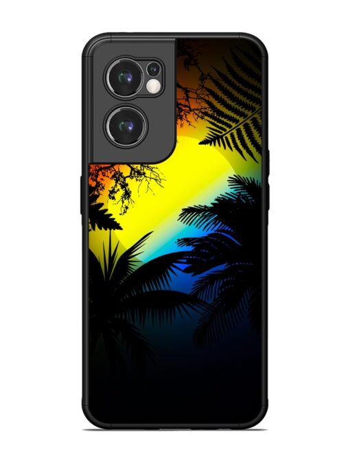 Colorful Sunset With Palm Trees Glossy Metal Phone Cover for Oneplus Nord Ce 2 (5G) Zapvi