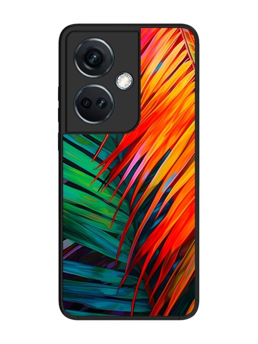 Painted Tropical Leaves Glossy Metal Phone Cover for Oneplus Nord Ce 3 (5G) Zapvi