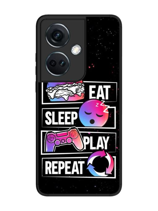 Eat Sleep Play Repeat Glossy Metal Phone Cover for Oneplus Nord Ce 3 (5G) Zapvi