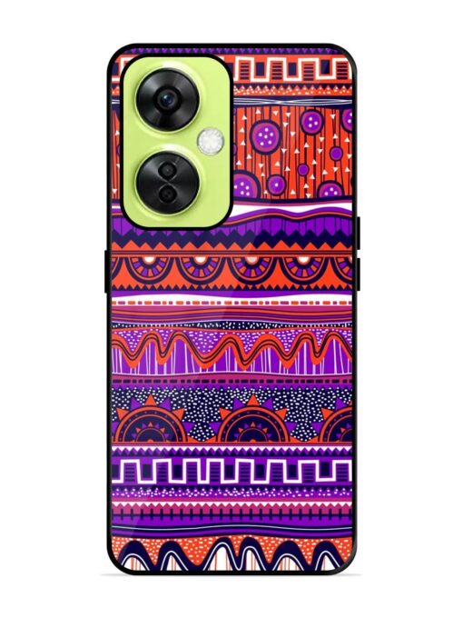 Ethnic Seamless Pattern Glossy Metal TPU Phone Cover for Oneplus Nord Ce 3 Lite (5G) Zapvi