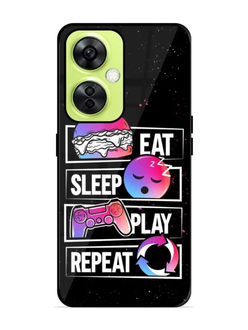 Eat Sleep Play Repeat Glossy Metal Phone Cover for Oneplus Nord Ce 3 Lite (5G) Zapvi