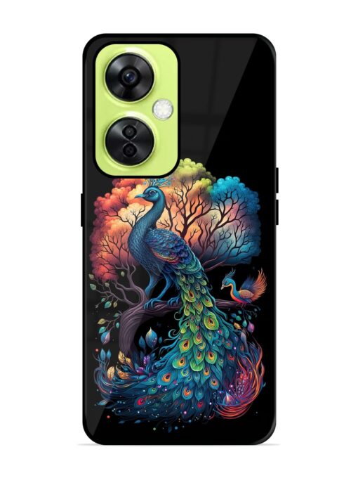 Peacock Tree Art Glossy Metal Phone Cover for Oneplus Nord Ce 3 Lite (5G) Zapvi