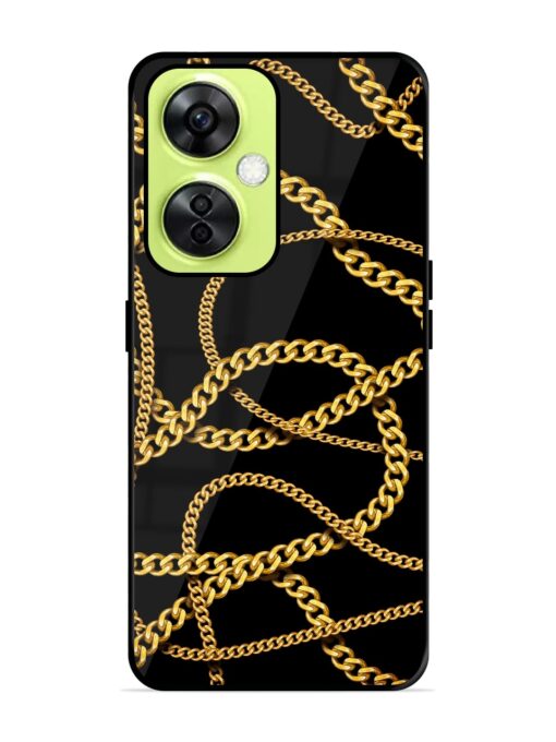 Decorative Golde Chain Glossy Metal Phone Cover for Oneplus Nord Ce 3 Lite (5G) Zapvi