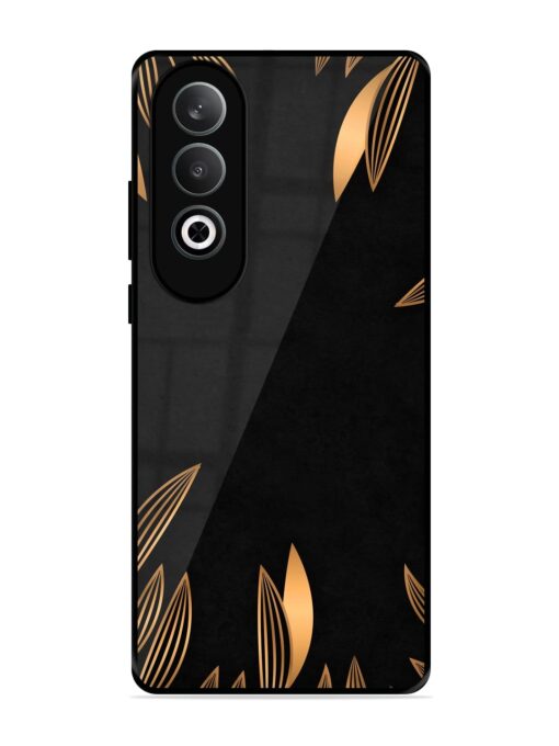 Golden Leaf Pattern Glossy Metal Phone Cover for Oneplus Nord Ce 4 (5G) Zapvi