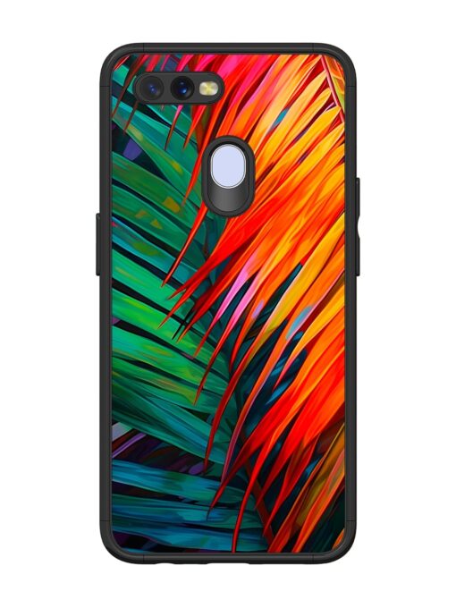 Painted Tropical Leaves Glossy Metal Phone Cover for Oppo A12 Zapvi