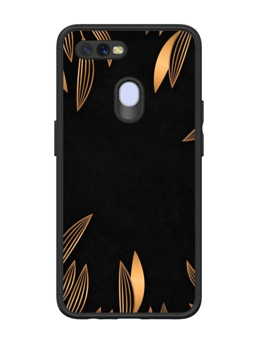 Golden Leaf Pattern Glossy Metal Phone Cover for Oppo A12 Zapvi