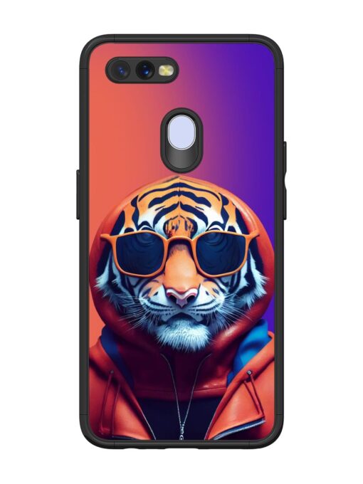 Tiger Animation Glossy Metal Phone Cover for Oppo A12 Zapvi