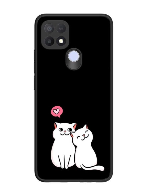 Cat Love Glossy Metal Phone Cover for Oppo A15S Zapvi