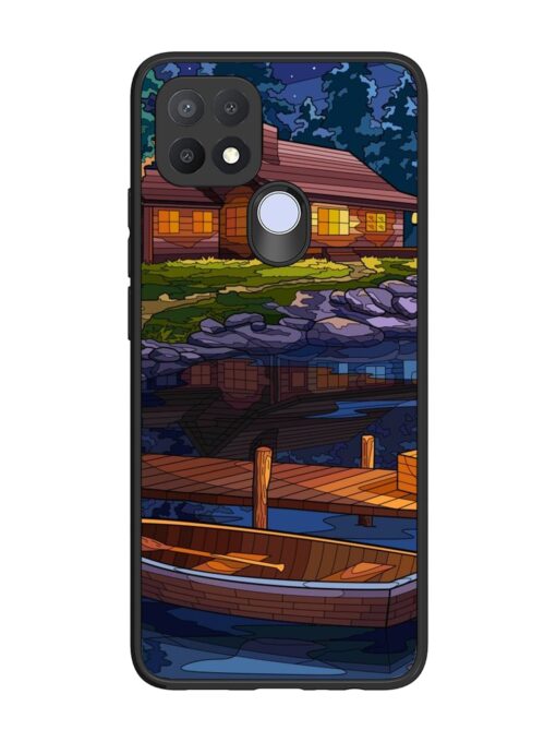 Village Night Scene Glossy Metal Phone Cover for Oppo A15S Zapvi