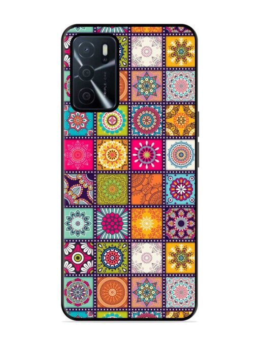 Seamless Pattern Vintage Glossy Metal Phone Cover for Oppo A16 Zapvi