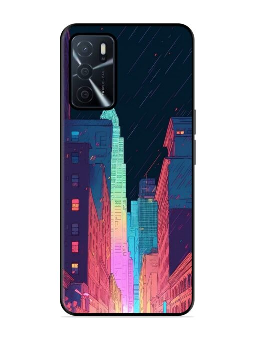 Minimal City Art Glossy Metal Phone Cover for Oppo A16 Zapvi