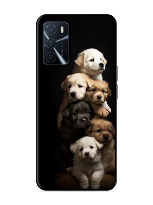 Cute Baby Dogs Glossy Metal Phone Cover for Oppo A16 Zapvi