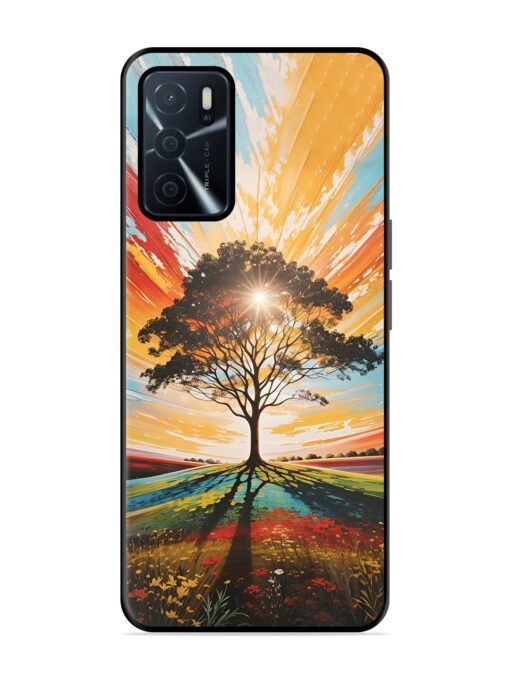 Abstract Tree Colorful Art Glossy Metal Phone Cover for Oppo A16 Zapvi