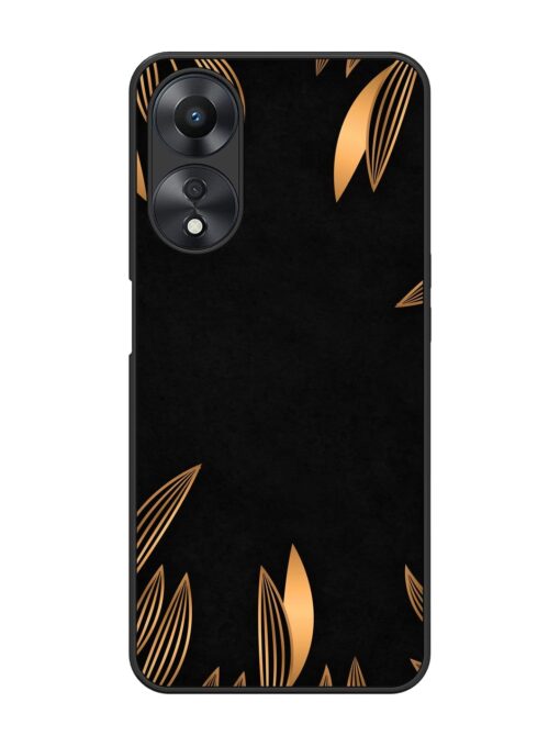 Golden Leaf Pattern Glossy Metal Phone Cover for Oppo A58 Zapvi