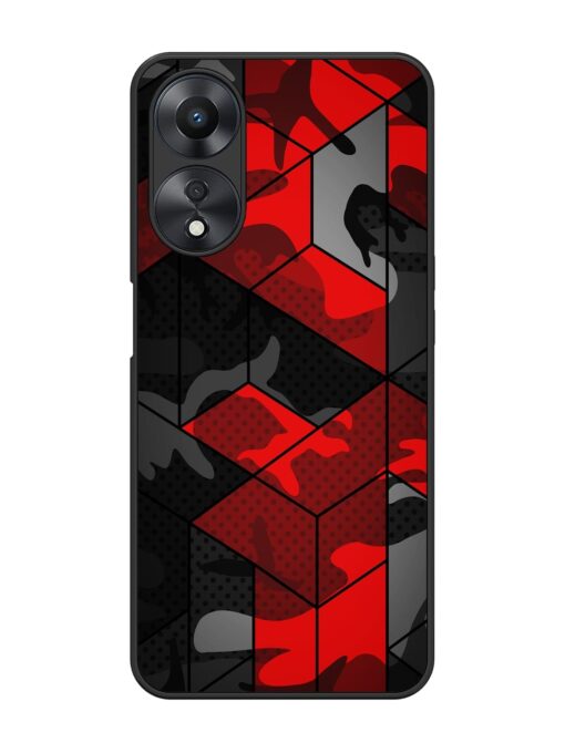 Royal Red Camouflage Pattern Glossy Metal Phone Cover for Oppo A58 Zapvi