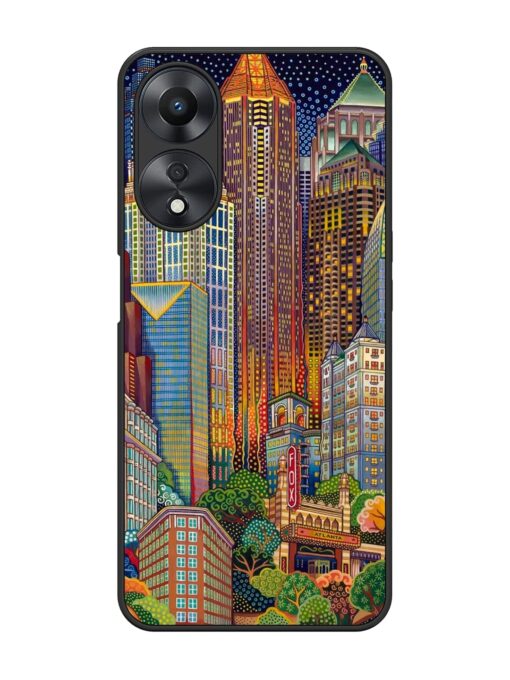 Cityscapes Art Glossy Metal Phone Cover for Oppo A58 Zapvi